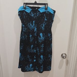 Black and Blue Octopus Print Dress